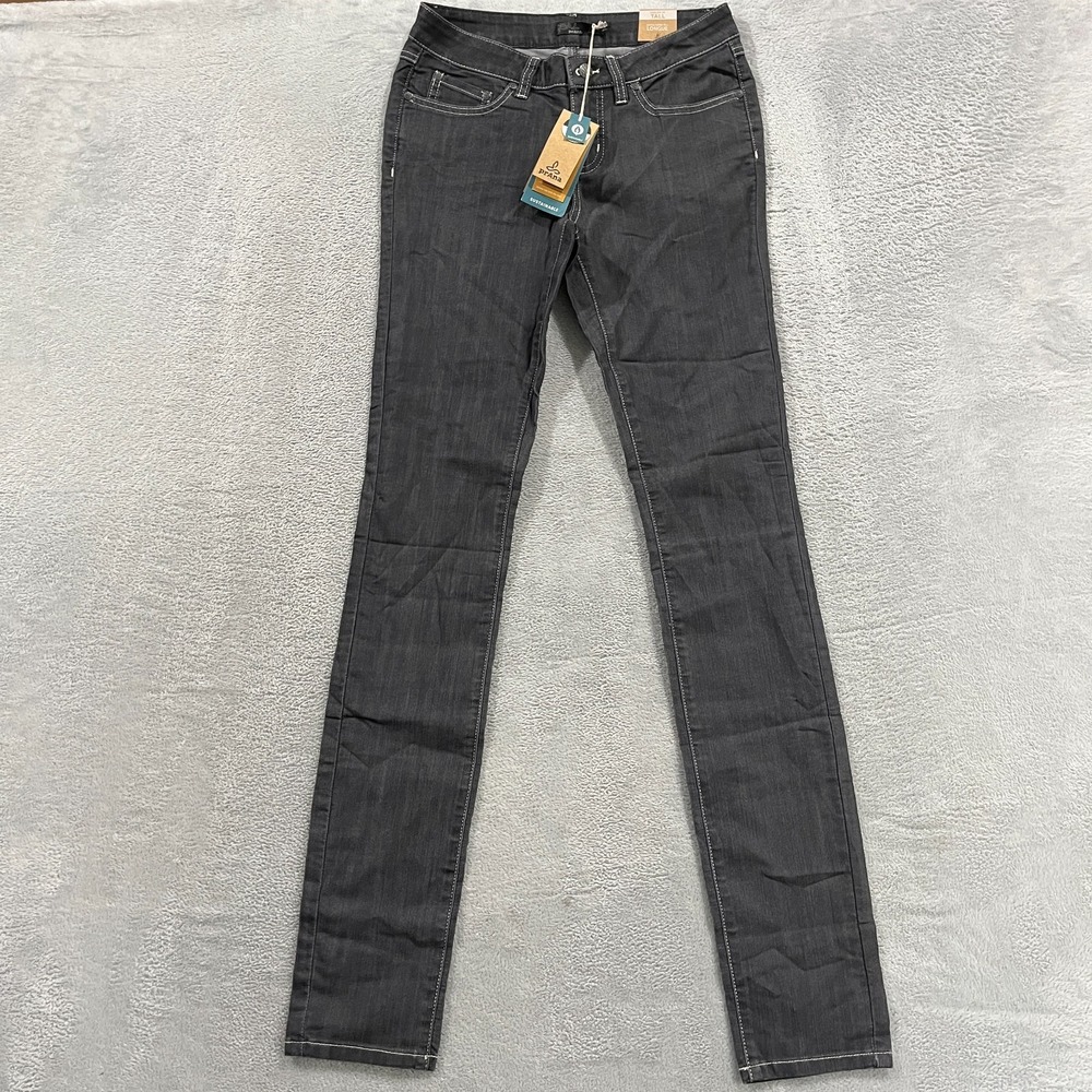 PrAna Kayla Slim Fit Skinny Jeans Womens 2 Black Denim Short Inseam W4117TL02